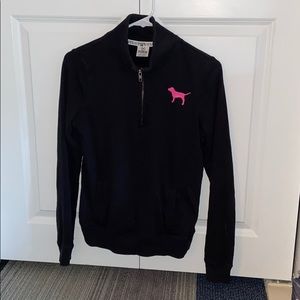 Perfect condition PINK VS black quarter zip crew